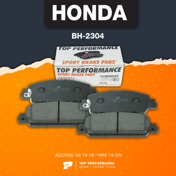 (ประกัน 3 เดือน) ผ้าเบรค หน้า HONDA ACCORD G9 13-16 / HRV 14-ON - TOP PERFORMANCE JAPAN - BH 2304 - ผ้าเบรก ฮอนด้า แอคคอร์ด ดีสเบรค