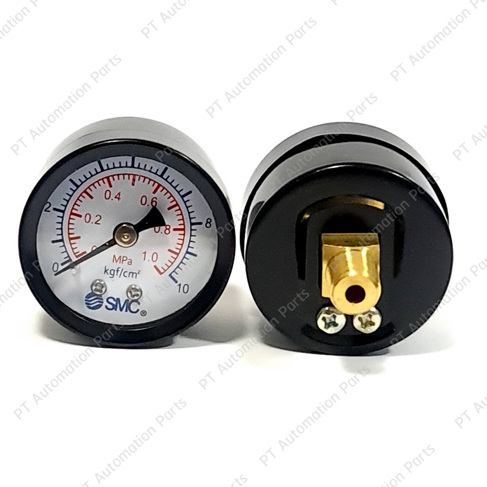 Pressure Gauge SMC Y-40Z เกจวัดแรงดันลม แบบเข็ม Range 0-1MPa (0-10kgf/cm2) Port size R1/8 เกลียวหลังทองเหลือง ตัวผู้ 1หุน ขนาดตัวเรือน Diameter 40mm วัสดุทำจากโลหะ
