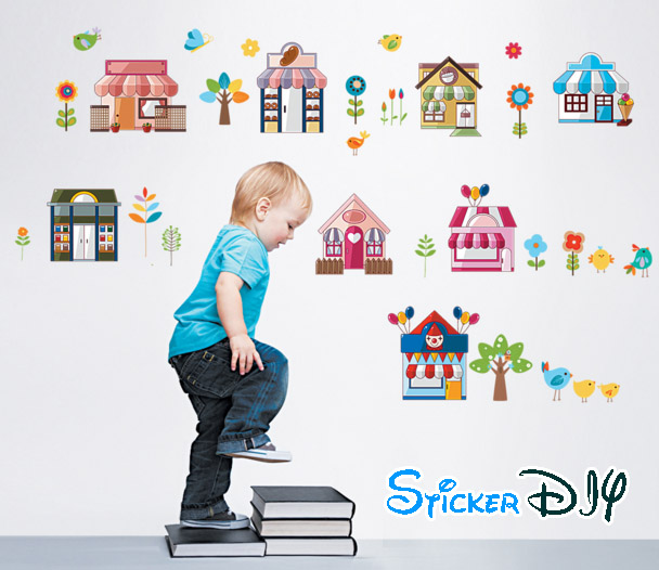 Transparent wall sticker สติ๊กเกอร์ติดผนัง Lovely shop (กว้าง120m.xสูง70cm.)