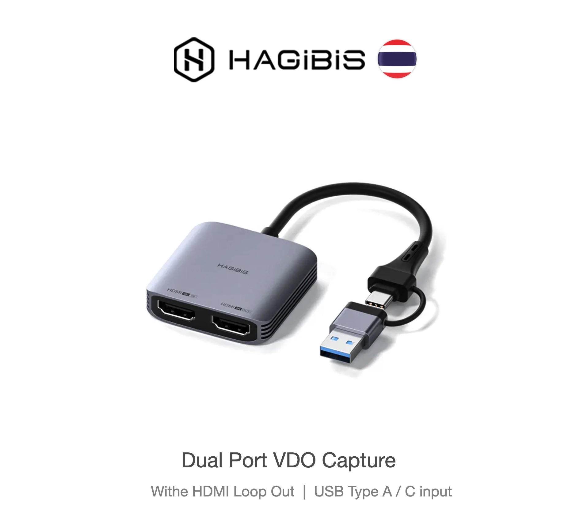 Hagibis TC49S การ์ดจับภาพวิดีโอ HDMI-เข้ากันได้กับ USB a/c 1080P กับ4K LOOP OUT สำหรับสวิตช์ Xbox PS4/5 Live