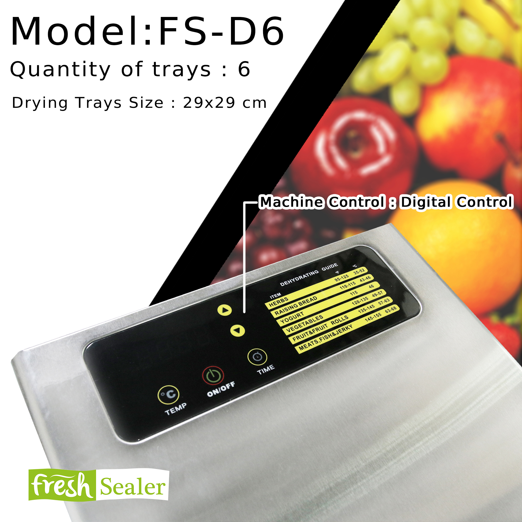 ตู้อบลมร้อน Fresh Sealer แบบ 6 ถาด รุ่น FS-D6 ตู้อบแห้ง