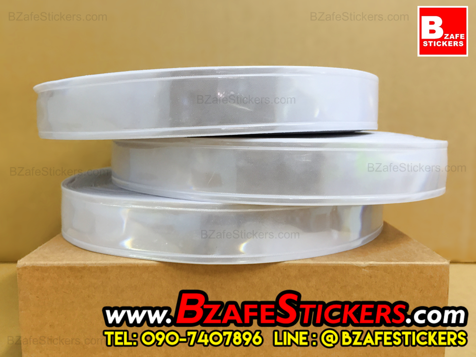 แถบสะท้อนแสง PVC แถบสะท้อนแสงติดเสื้อ กว้าง 1 นิ้ว x ยาว 50 ม.