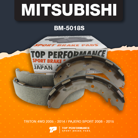 (ประกัน 3 เดือน) ก้ามเบรค หลัง MITSUBISHI TRITON 4WD / PLUS 2WD ตัวสูง / PAJERO SPORT - TOP PERFORMANCE JAPAN - BM5018S - ผ้าเบรค มิตซูบิชิ ไททัน ไทรทัน ปาเจโร่ BS5018