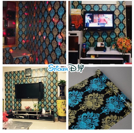 (หน้ากว้าง45cm.xยาว10m.) Wallpaper sticker วอลเปเปอร์แบบกาวในตัว ลายหลุยส์ สไตล์C