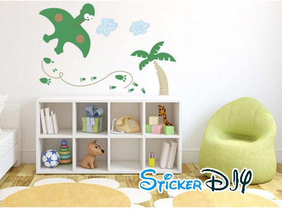 Transparent wall sticker สติ๊กเกอร์ติดผนัง Dinosaur flying (กว้าง90cm.xสูง50cm.)