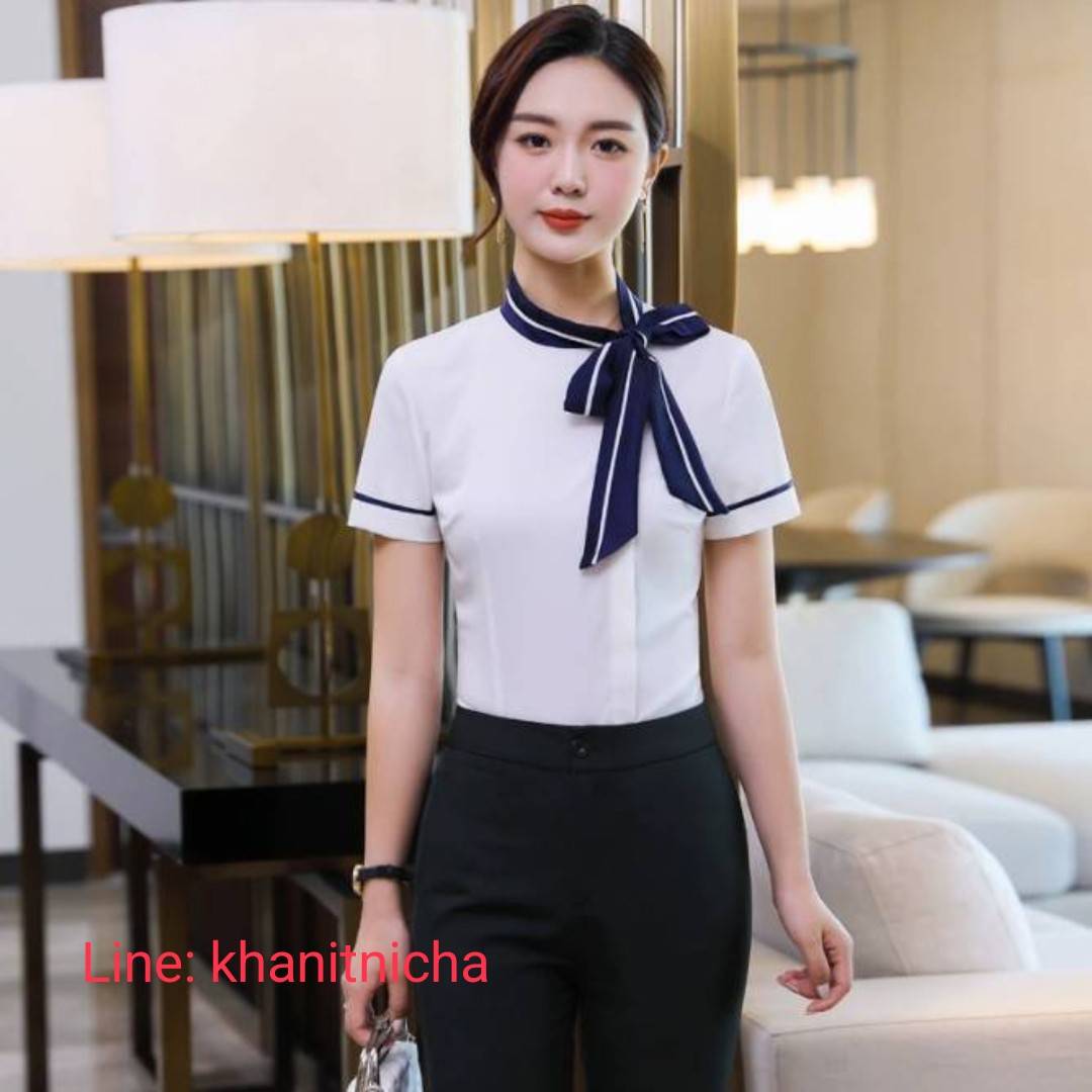 เสื้อเชิ้ตแขนสั้น กระโปรง ชุดยูนิฟอร์มพนักงานต้อนรับ แผนกต้อนรับโรงแรม ร้านขายเครื่องประดับ แคชเชียร์