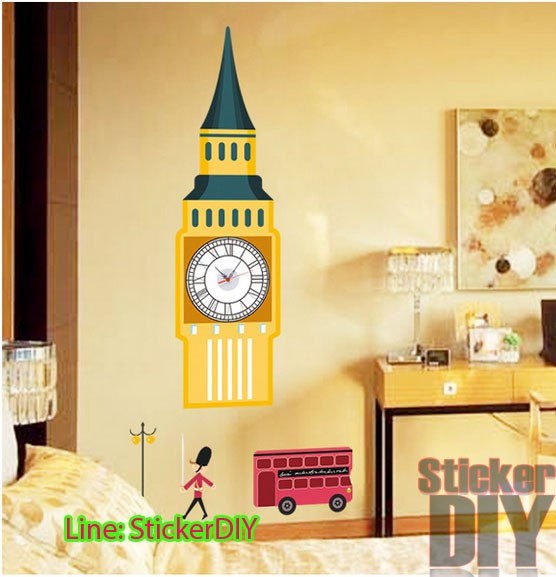 ลดราคา Bigsize Wall clock sticker สติ๊กเกอร์นาฬิกาติดผนัง Big Ben (กว้าง70cm.xสูง158cm.)