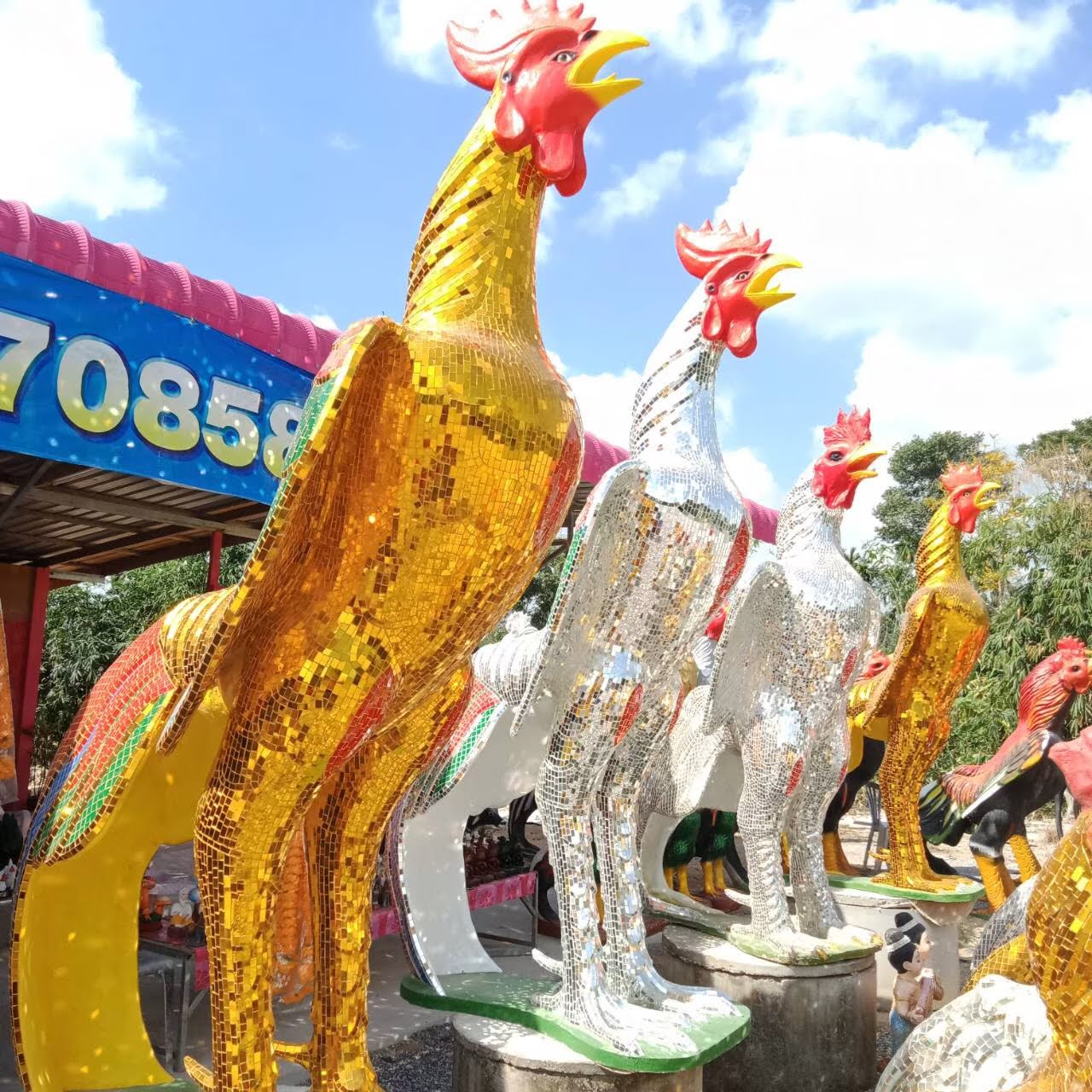 ไก่กระจกคู่เงินทอง ขนาด2.2เมตร