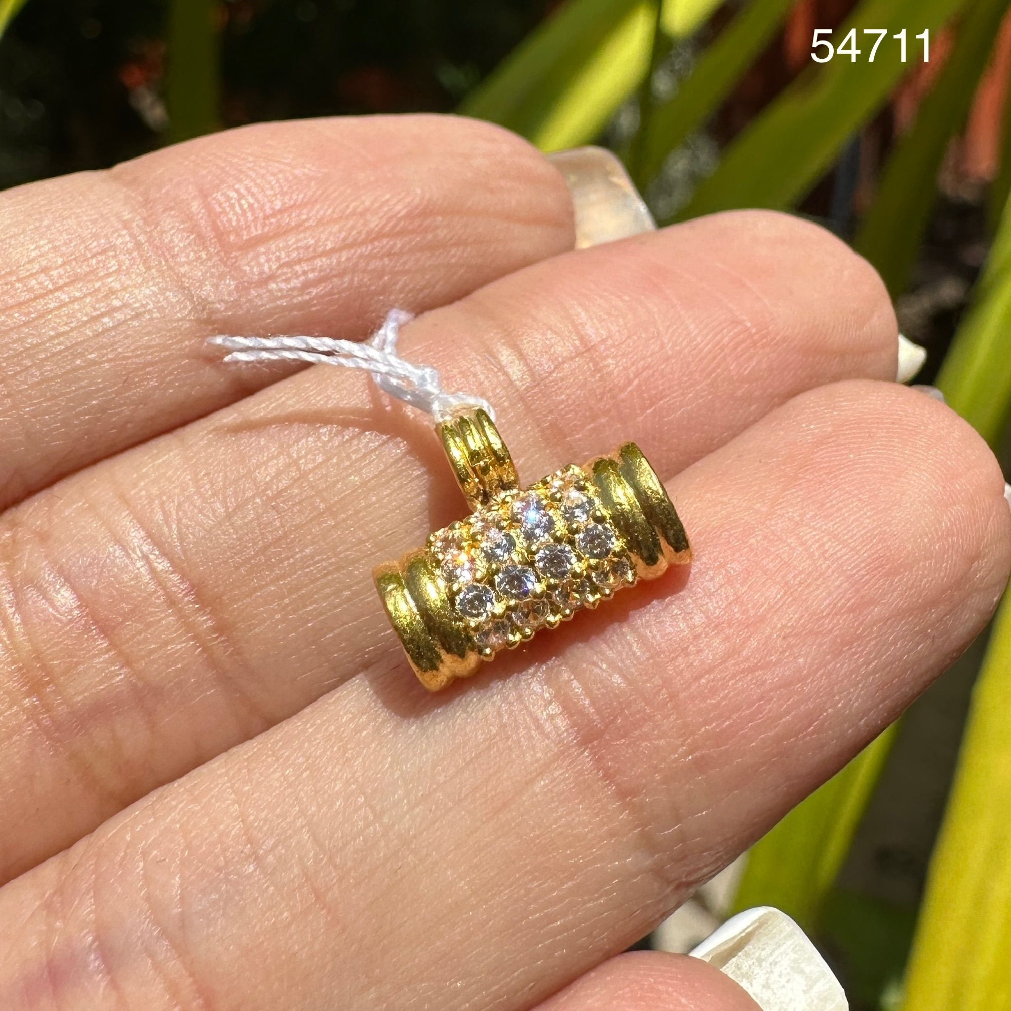รหัส 54711 จี้ ปล้องห่วง ฝังพลอยขาว ร้อยสร้อยคอ ทอง18K งานสวยมาก นน. 3.02 g