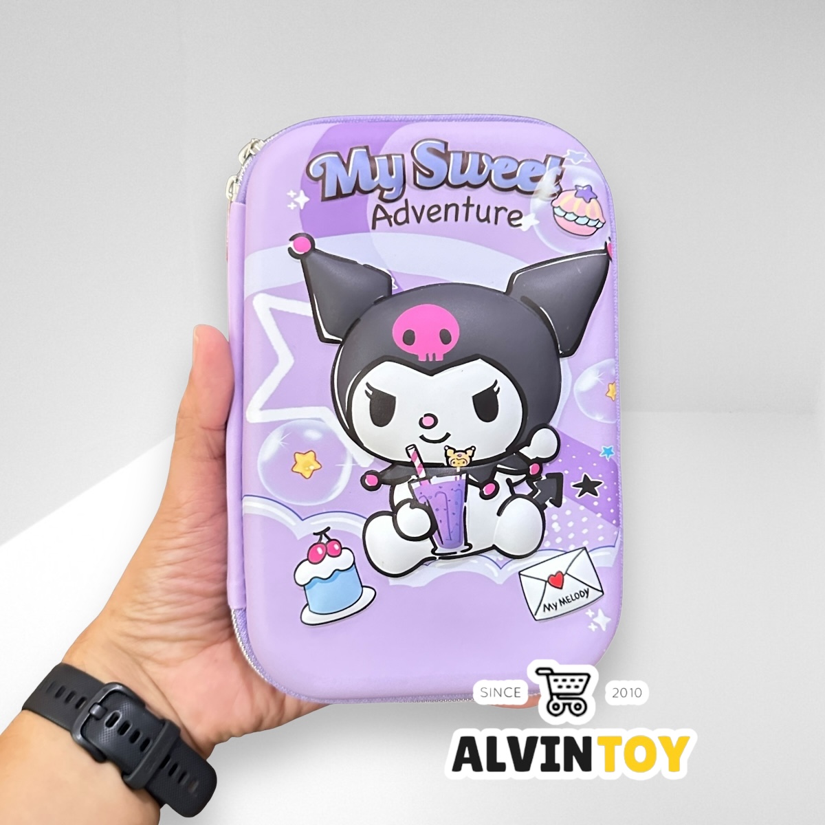 กระเป๋าดินสอไฟเบอร์ซิปรอบ Kuromi คุโรมิ