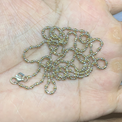 รหัส 64124 สร้อยคอ อิตาลี750 ทอง18K ลายจุดไข่ปลา 2 กษัตริย์ ตัดลาย รอบเส้น ความยาว 24 นิ้ว สวมหัวได้ นน. 11.34