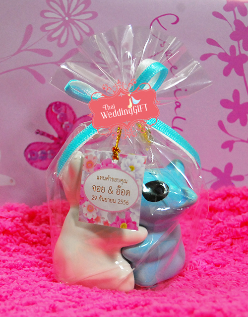 กระปุกพริกไทย เซรามิครูป หมากอดกัน แพ็คถุงพลาสติก