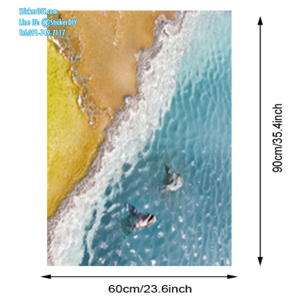 Wall Sticker สติ๊กเกอร์ติดผนังสามมิติ 3D ชายหาด AF5028 (กว้าง90cm.xสูง60cm)