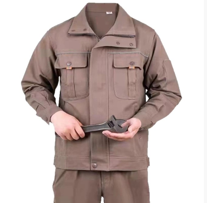 ชุดช่างผ้าฝ้ายแท้ ชุดป้องกันแรงงาน มีแถบสะท้อนแสง ชุดช่าง ชุดช่างเชื่อมโรงงาน สีกากี สีฟ้า