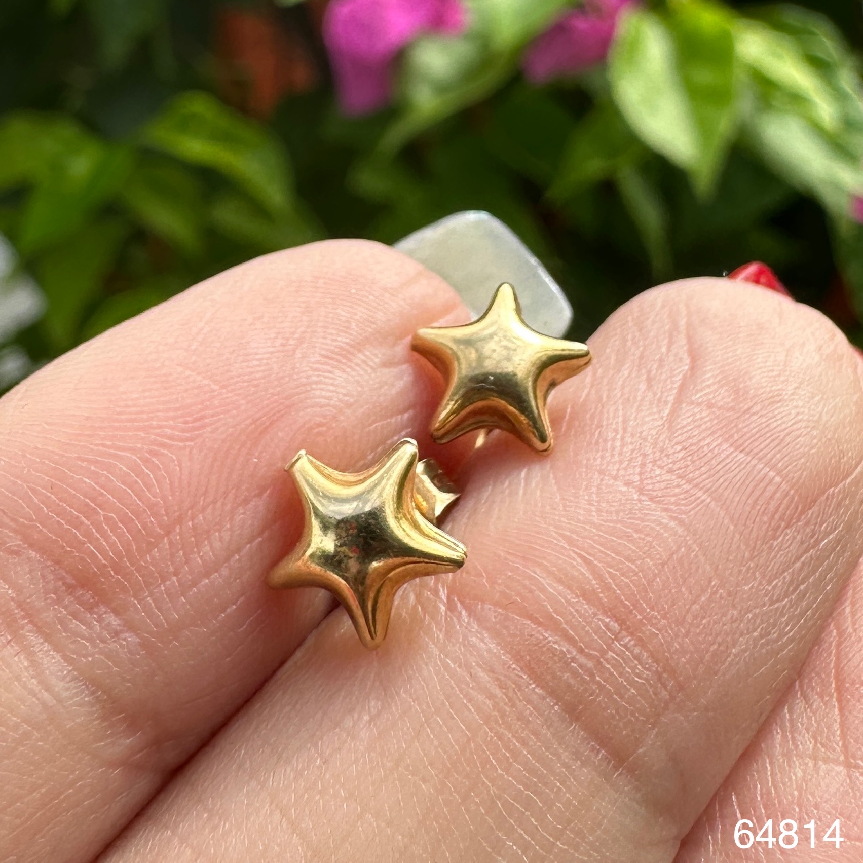 รหัส 64814 ต่างหู ลายดาว ทอง18K ใส่ติดหูได้ทุกวัน นน. 1.20 g
