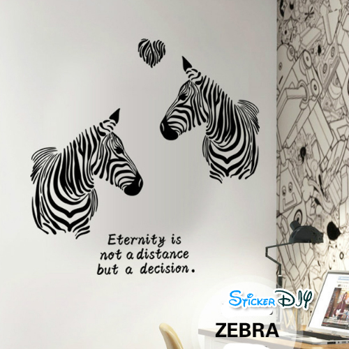 Transparent wall sticker สติ๊กเกอร์ติดผนัง Zebra "Eternity" (กว้าง98cm.xสูง60cm.)