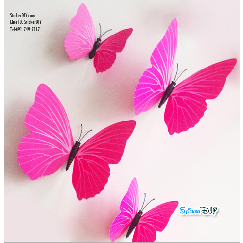 PVC Wall sticker สติ๊กเกอร์ติดผนัง 3D butterfly H007A (กว้างfree.xสูงfree.)