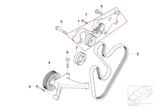 ชุดตั้งสายพานไดชาร์จ MINI COOPER S (R52, R53) / Belt Tensioner, 7509476
