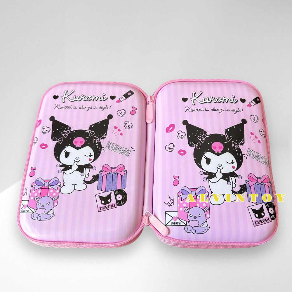 กระเป๋าดินสอไฟเบอร์ซิปรอบ Kuromi คุโรมิ