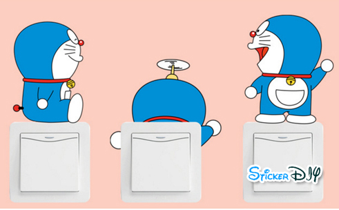 Wall sticker สติ๊กเกอร์ติดสวิตช์ไฟ Doraemon typeF (กว้าง12.5cmxสูง12cm.)