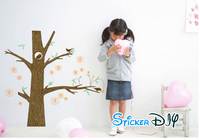 Transparent wall sticker สติ๊กเกอร์ติดผนัง ต้นไม้โพรงนก (กว้าง130cm.xสูง120cm.)