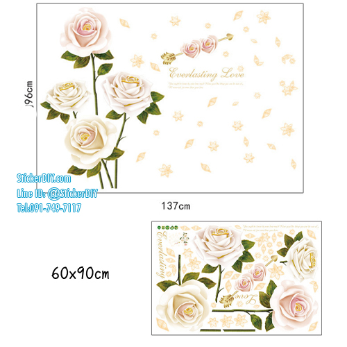 Transparent wall sticker สติ๊กเกอร์ติดผนัง Rose SK9282 (กว้าง137cm.xสูง96cm.)