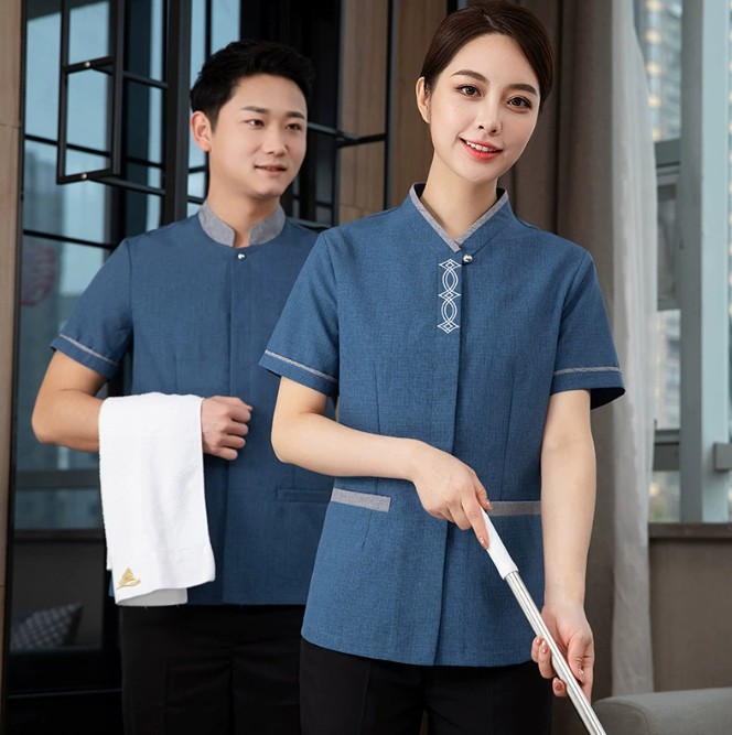 ชุดพนักงานทำความสะอาดห้องพักโรงแรม ชุดแม่บ้าน ชุดเบลบอย เสื้อแม่บ้าน