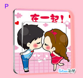 Transparent Wall Sticker สติ๊กเกอร์ติดสวิตช์ไฟ "Couple" P (กว้าง8.7cm.xสูง8.7cm.)