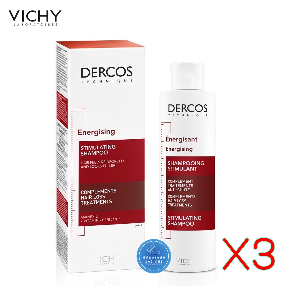 (ซื้อ 3ราคาพิเศษ) VICHY Dercos Hair Shampoo Aminexil 200 ml.วิชี่ เดอร์คอส แชมพู อะมิเน็คซิล 200มล สำหรับดูแลเส้นผม ลดการหลุดร่วงของเส้นผม