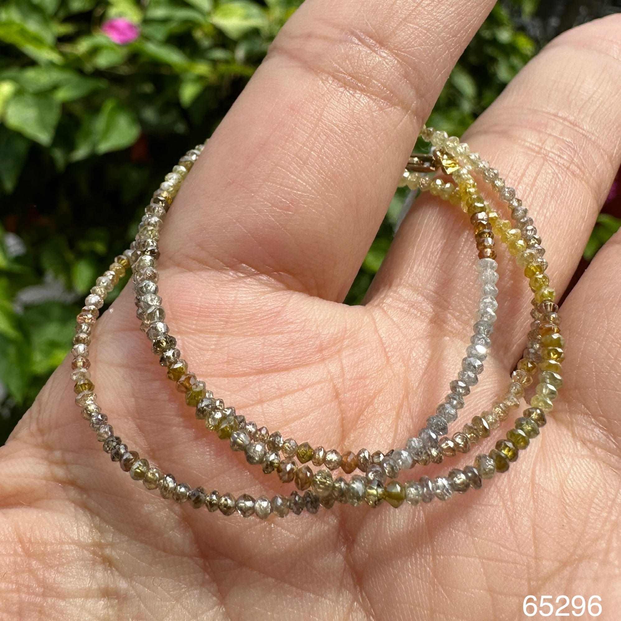 รหัส 65296 สร้อยคอ เพชรแฟนซี รอบเส้น เพชร 267/12.40 ct ตะขอทอง14K ความยาว 16 นิ้ว ร้อยด้วยสลิง นน. 2.80 g