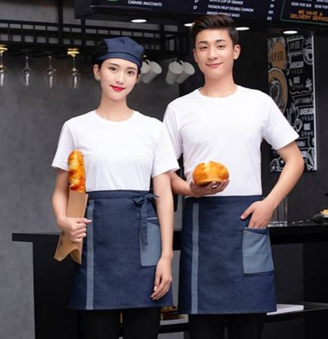 ผ้ากันเปื้อนผ้ายีนส์ ผ้ากันเปื้อนพนักงานร้านกาแฟ พนักงานเสริฟ ผ้ากันเปื้อนเชฟ