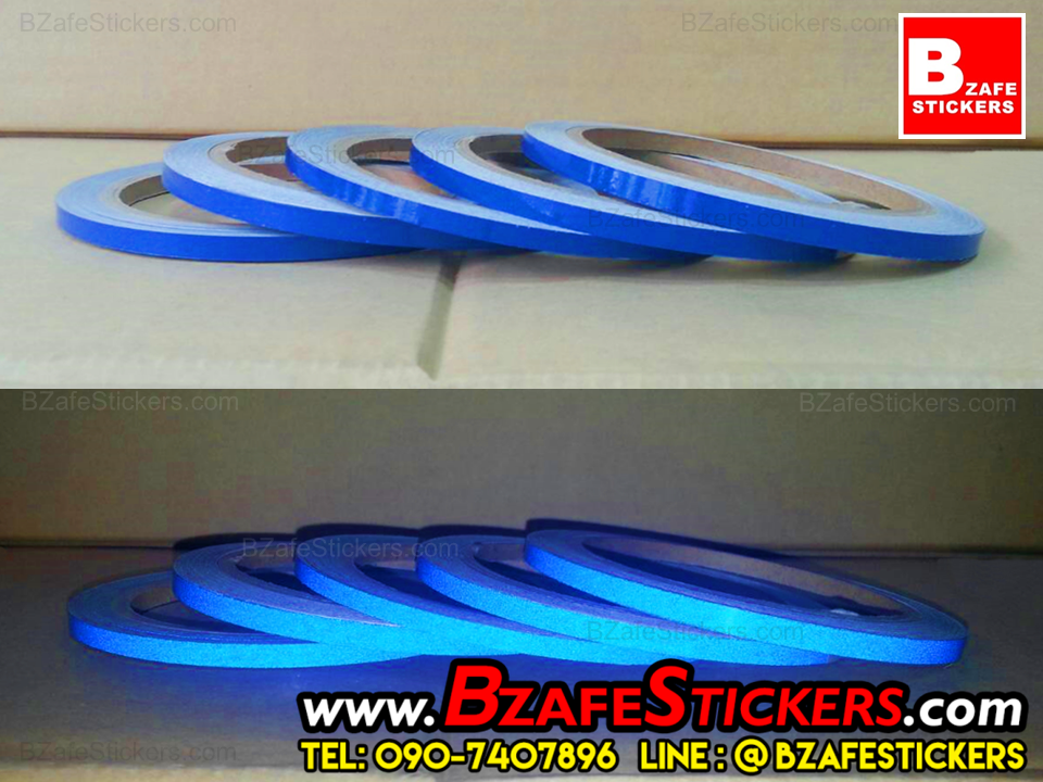 แถบสติ๊กเกอร์สะท้อนแสงติดขอบล้อ 3M สีน้ำเงิน แถบสะท้อนแสงติดรถ สติ๊กเกอร์แต่งรถ
