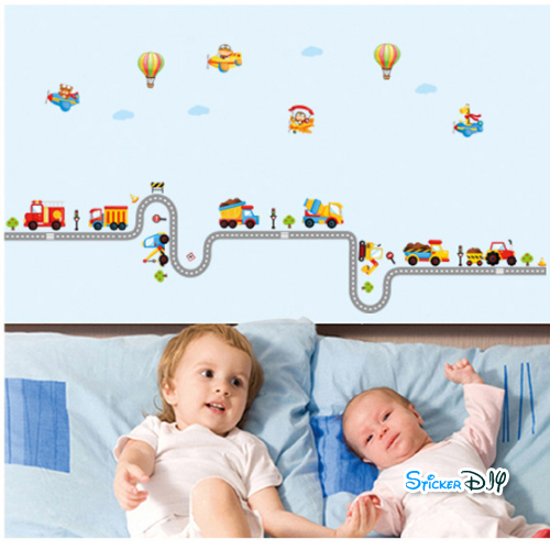 Transparent wall sticker สติ๊กเกอร์ติดผนัง ยานพาหนะ A (กว้าง240cm.xสูง110cm.)