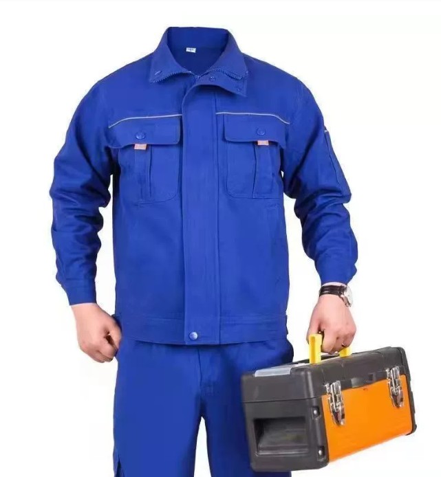ชุดช่างผ้าฝ้ายแท้ ชุดป้องกันแรงงาน มีแถบสะท้อนแสง ชุดช่าง ชุดช่างเชื่อมโรงงาน สีกากี สีฟ้า