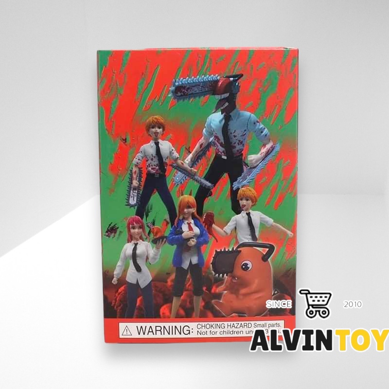 Action Figure โมเดล Chainsaw Man เชนซอว์แมน มนุษย์เลื่อยยนต์ เซ็ต 6 ตัว ขนาดความสูง 12 ซม. มีฐาน งานสวย