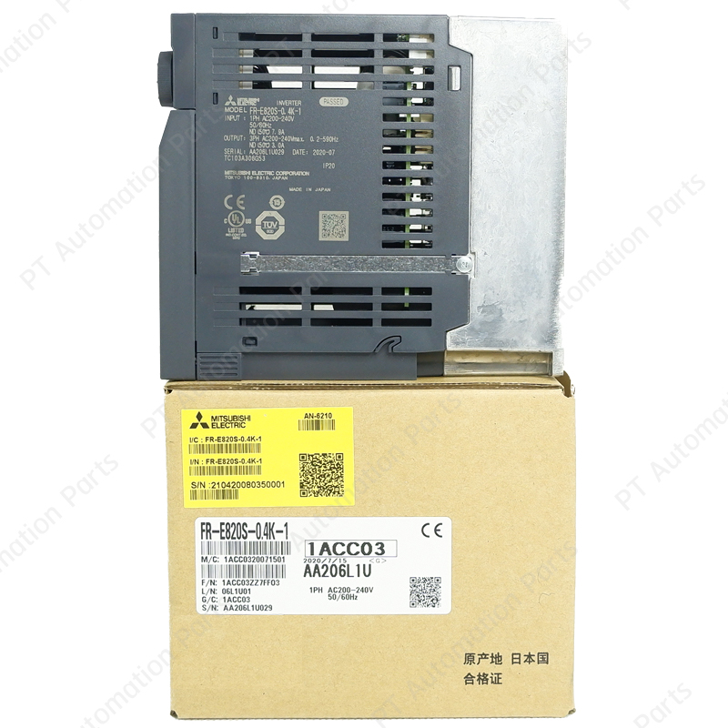 Mitsubishi FR-E820S-0.4K-1 Inverter 0.4KW 1/2HP Input 1PH 200-240VAC Output 3PG 200-240VAC 0.2-590Hz E800 Series อินเวอร์เตอร์ มิตซูบิชิ เครื่องควบคุมความเร็วรอบมอเตอร์ครึ่งแรงม้า