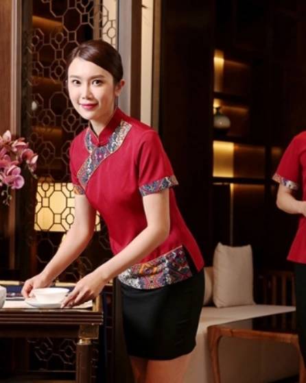 ชุดพนักงานร้านอาหารจีนสไตล์โมเดิร์น ชุดพนักงานเสริฟ ชุดพนักงานต้อนรับ