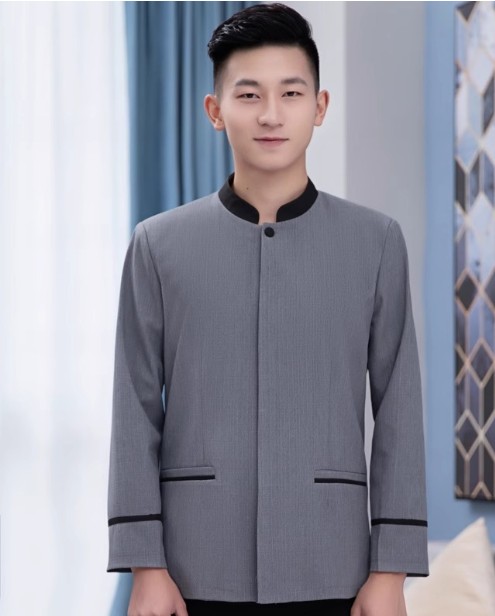 ชุดฟอร์มพนักงานทำความสะอาด เสื้อแม่บ้าน พ่อบ้าน เบลบอย สีเทาอ่อน สีเทาเข้ม สีเบส