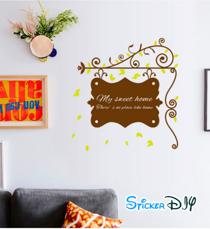 Transparent wall sticker สติ๊กเกอร์ติดผนัง My sweet home (กว้าง40cm.xสูง44cm.)