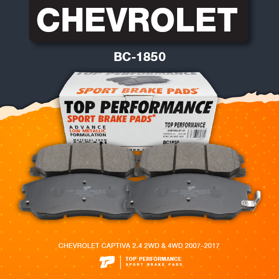(ประกัน 3 เดือน) ผ้าเบรค หน้า CHEVROLET CAPTIVA ปี 07-17 - TOP PERFORMANCE JAPAN - BC 1850 - ผ้าเบรก เชฟโรเลต แคปติวา