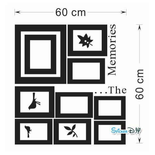 Vinyl wall sticker สติ๊กเกอร์ติดผนัง กรอบรูป THE MEMORIES (กว้าง105cm.xสูง82cm.)