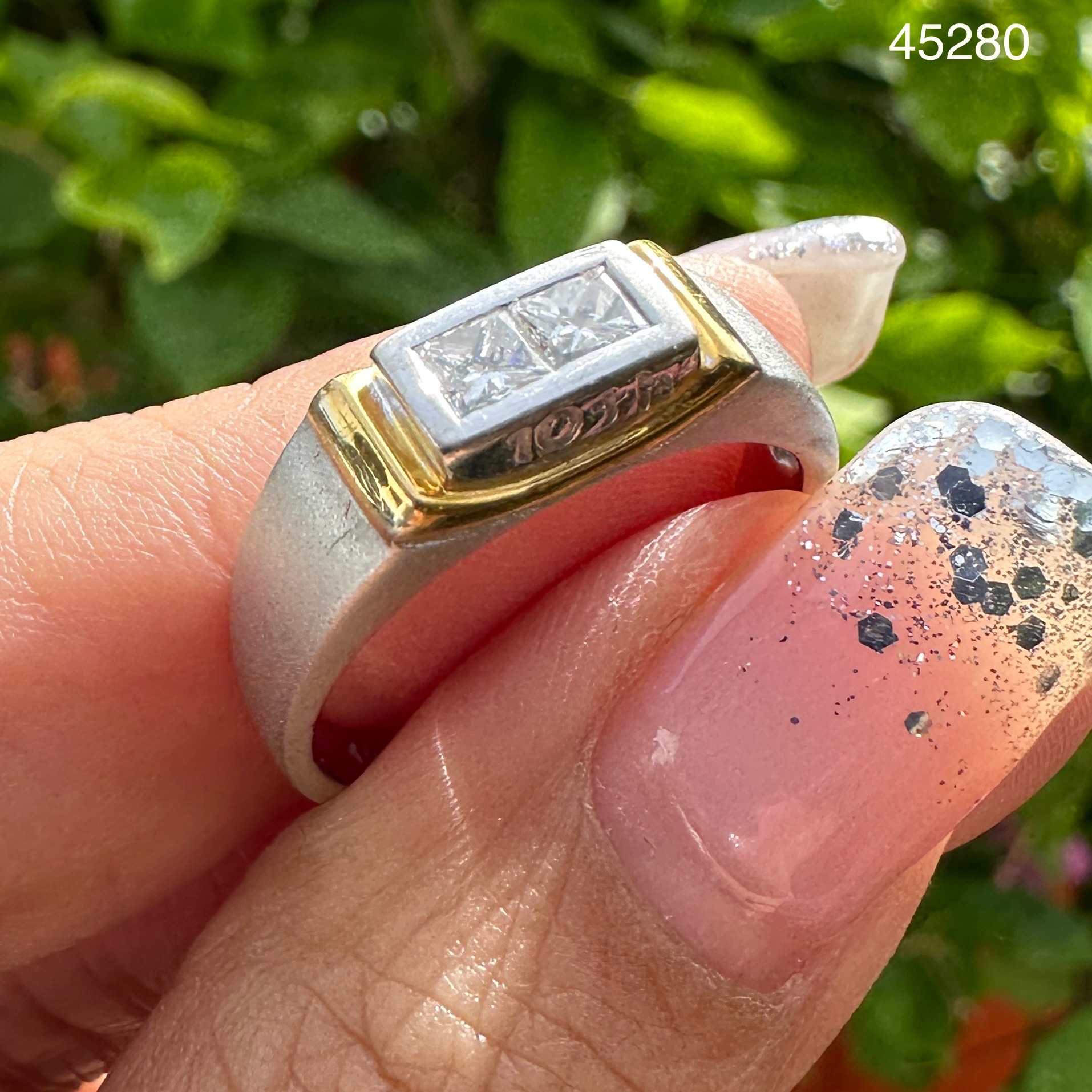 รหัส 45280 แหวน เพชร Princess 2 เม็ด 0.50 กะรัต ทอง14K 2 กษัตริย์ เพชรสวย เล่นไฟ วิ้ง วิ้ง นน. 4.98 g