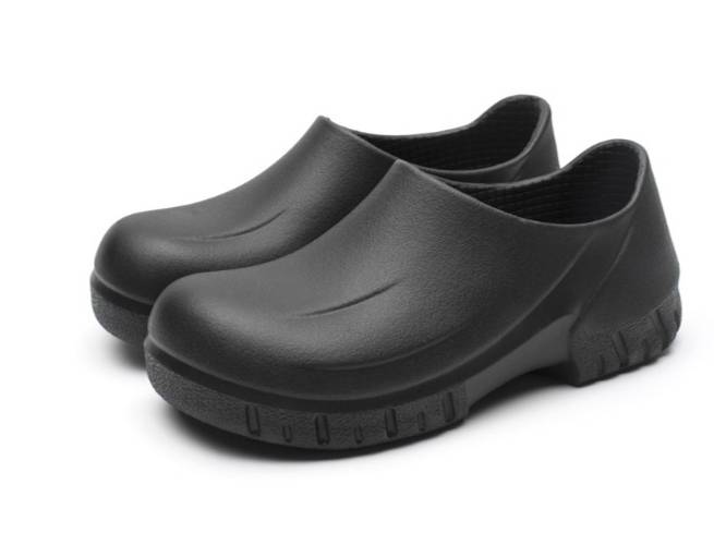 รองเท้ากันลื่น หุ้มส้น สีดำ เชฟ กุ๊ก ห้องครัวร้านอาหาร