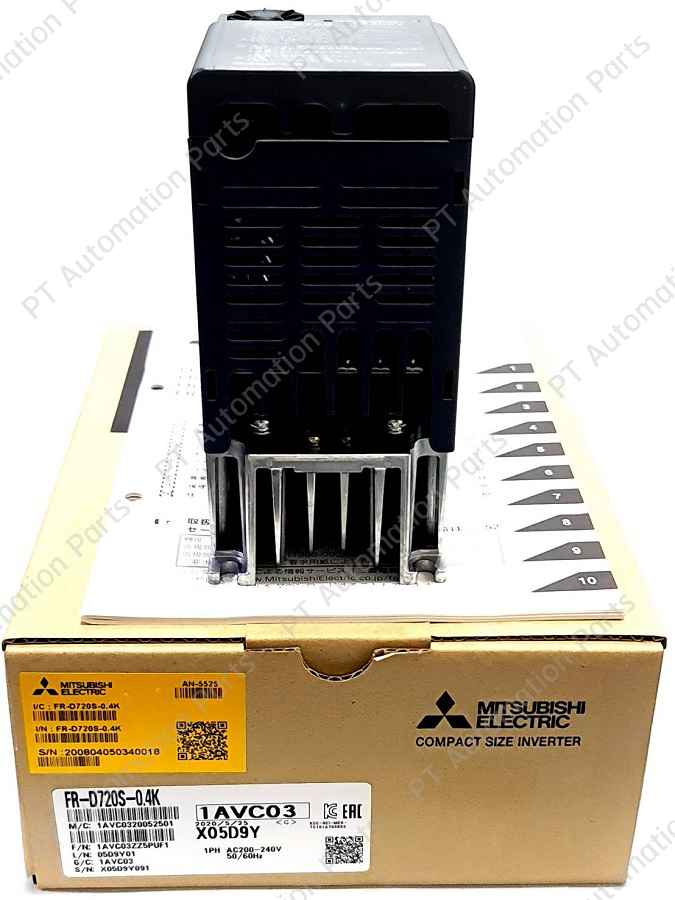 Mitsubishi FR-D720S-0.4K Inverter 0.4KW 1/2HP Input 1-Phase 200-240VAC Output 3-Phase 200-240VAC 0.2-400Hz D700 Series อินเวอร์เตอร์ มิตซูบิชิ เครื่องควบคุมความเร็วรอบมอเตอร์ครึ่งแรงม้า