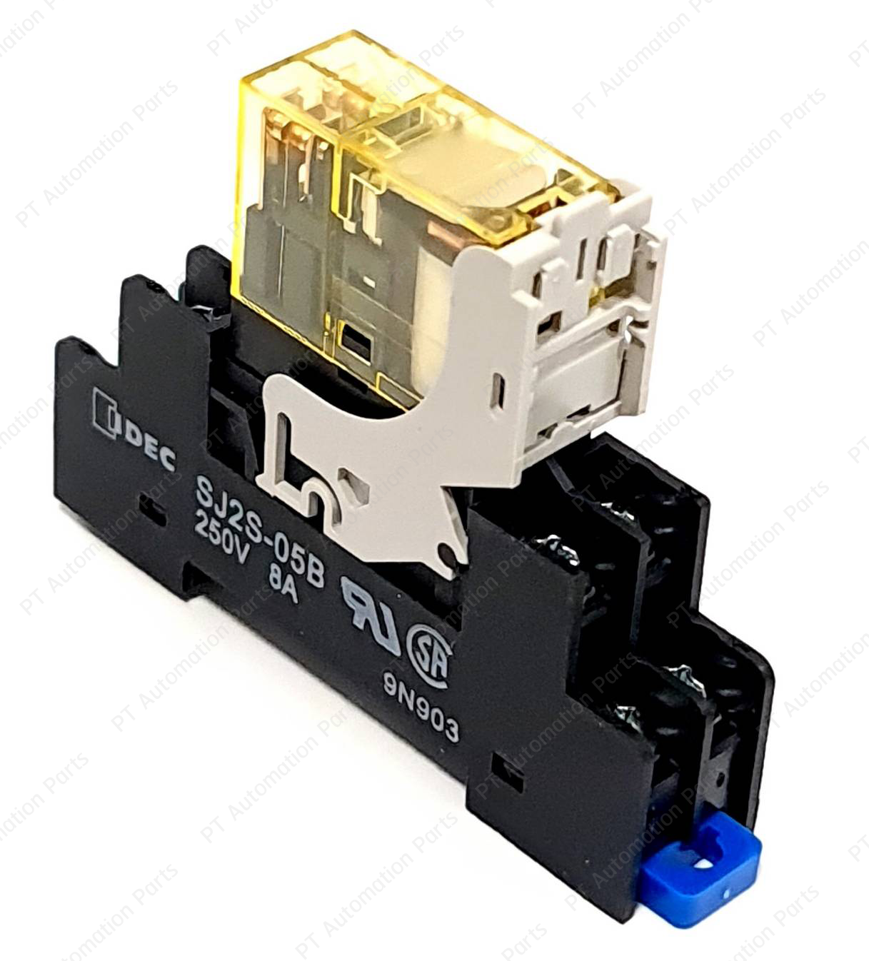 รีเลย์พร้อมซ็อกเก็ต IDEC RJ2S-CL-A24 SJ2S-05B 24VAC 8A 2คอนแทค 8ขา มีไฟแสดงสถานะ LED Slim Power Relay