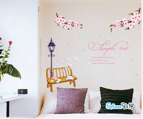 Transparent wall sticker สติ๊กเกอร์ติดผนัง Sample text (กว้าง98cm.xสูง75cm.)