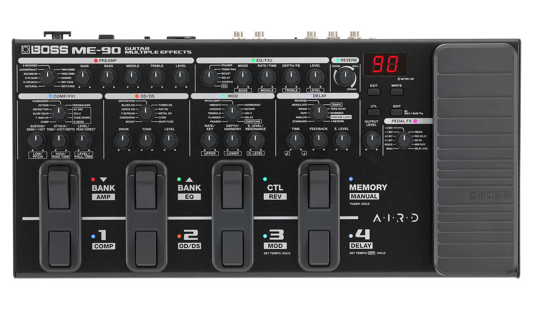 Boss ME-90 *ของแท้ รับประกัน 1ปี* Guitar Multiple Effects มัลติเอฟเฟคกีต้าร์ 32-bit, AIRD Amp models, IR, USB-C Recording/ Playback