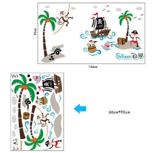 Transparent wall sticker สติ๊กเกอร์ติดผนัง Palm Corsair (กว้าง166cm.xสูง93cm.)