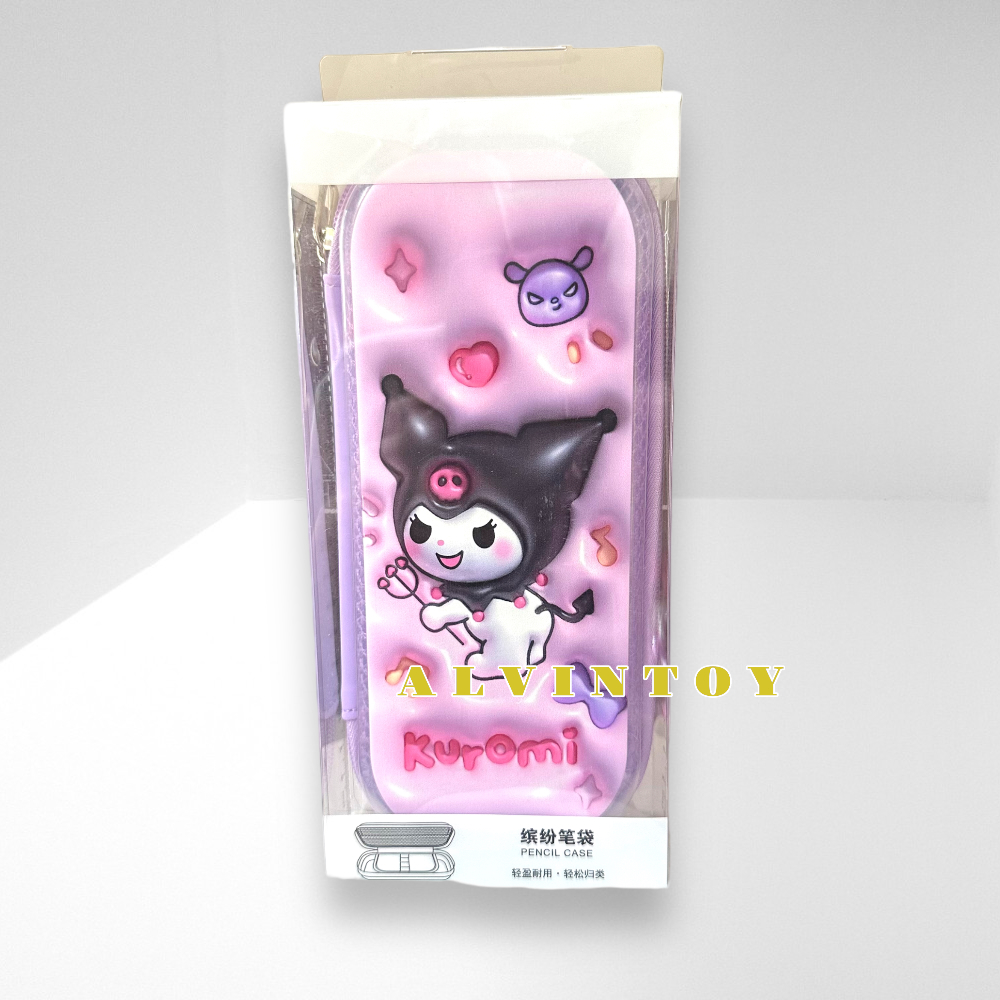 กระเป๋าดินสอไฟเบอร์ซิปรอบ Kuromi คุโรมิ