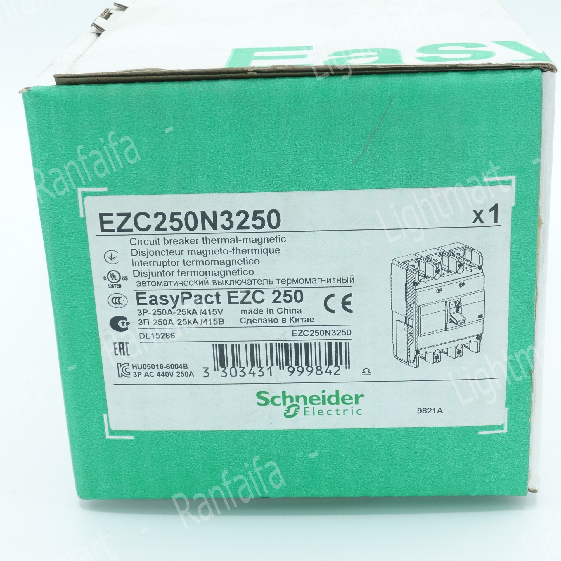 เมนเบรกเกอร์ 3P EZC250N (25kA) Schneider